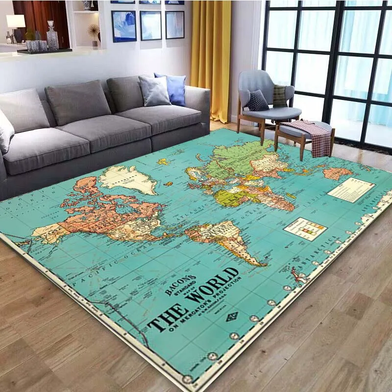 Retro navigation Map Pattern Decort Area Rug Modern House Living Room Floor Mat Bedroom Carpet Art Poster Mat Fans Gift Alfombra