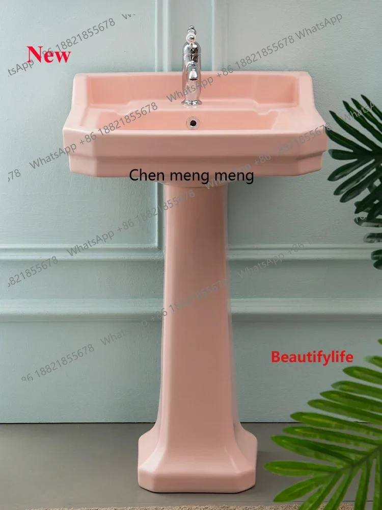 A55 Butterfly pottery British retro classical matte paint black ceramic column basin hand washbasin golden faucet can be customi