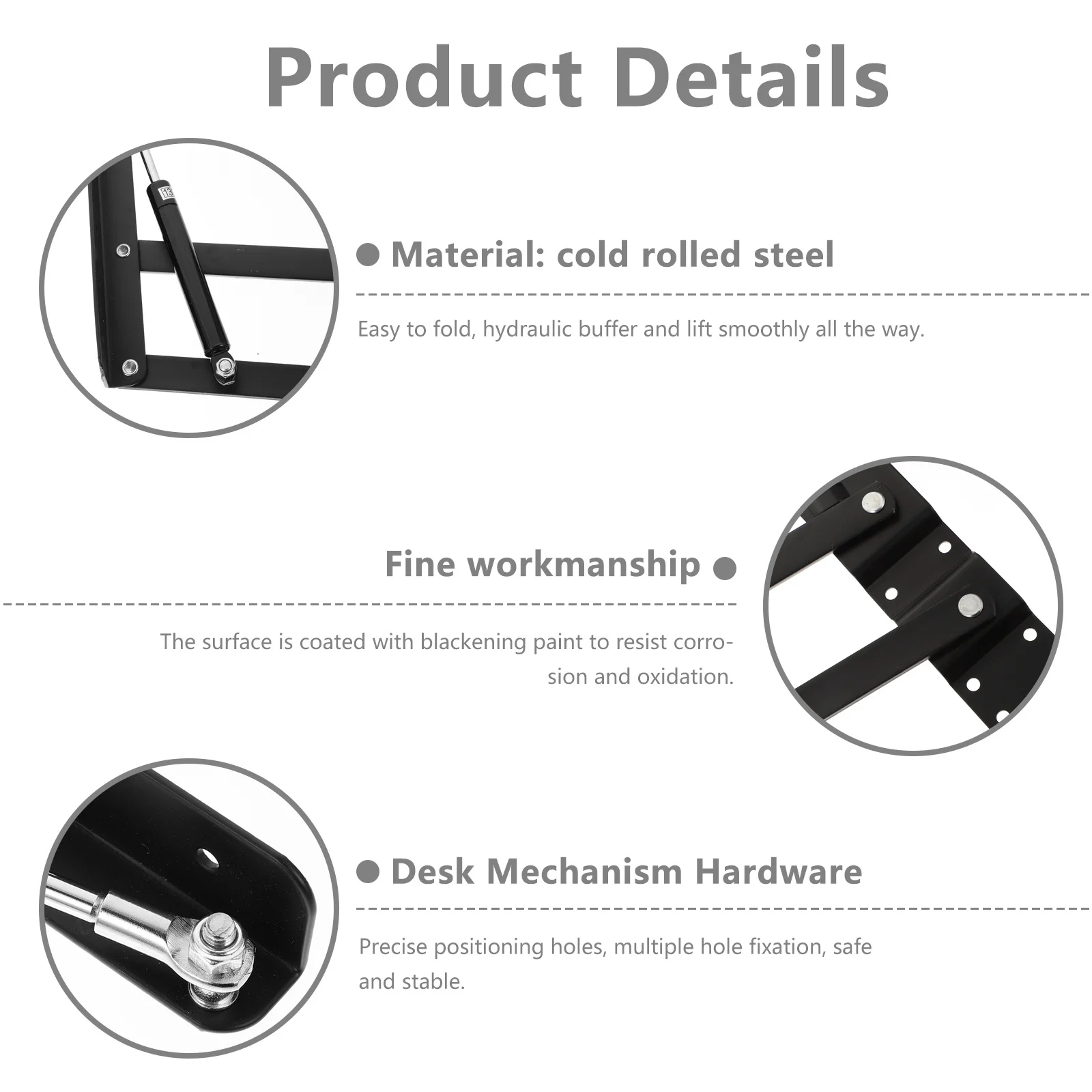 

1Pair Lift Table Mechanism Hydraulic Buffer Black Coated Durable Folding Support Stand for Tea Table Adjustable