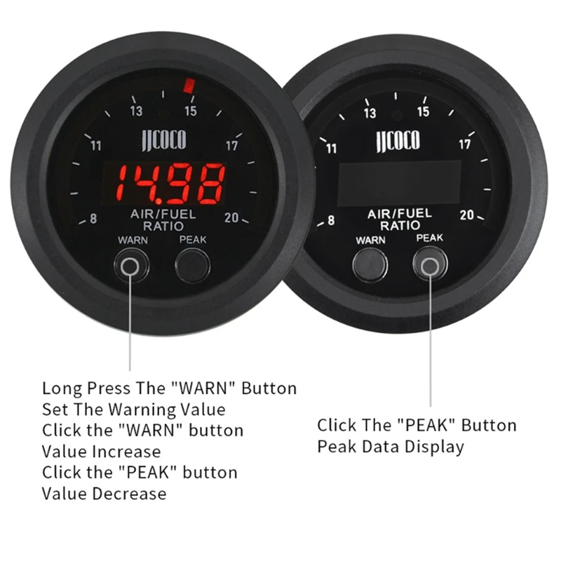 Air Fuel Ratio Measurement Kit,Lsus 4.9 Sensor, 2-1/16 Inch 52Mm Wideband UEGO Digital AFR Oxygen Sensor 06J90626