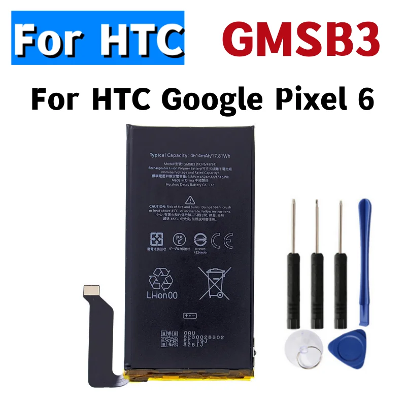 New GMSB3 Phone Battery For HTC Google Pixel 6 Pixel6 Cellphone Battery 4614mAh Replacement Batteries Batteria