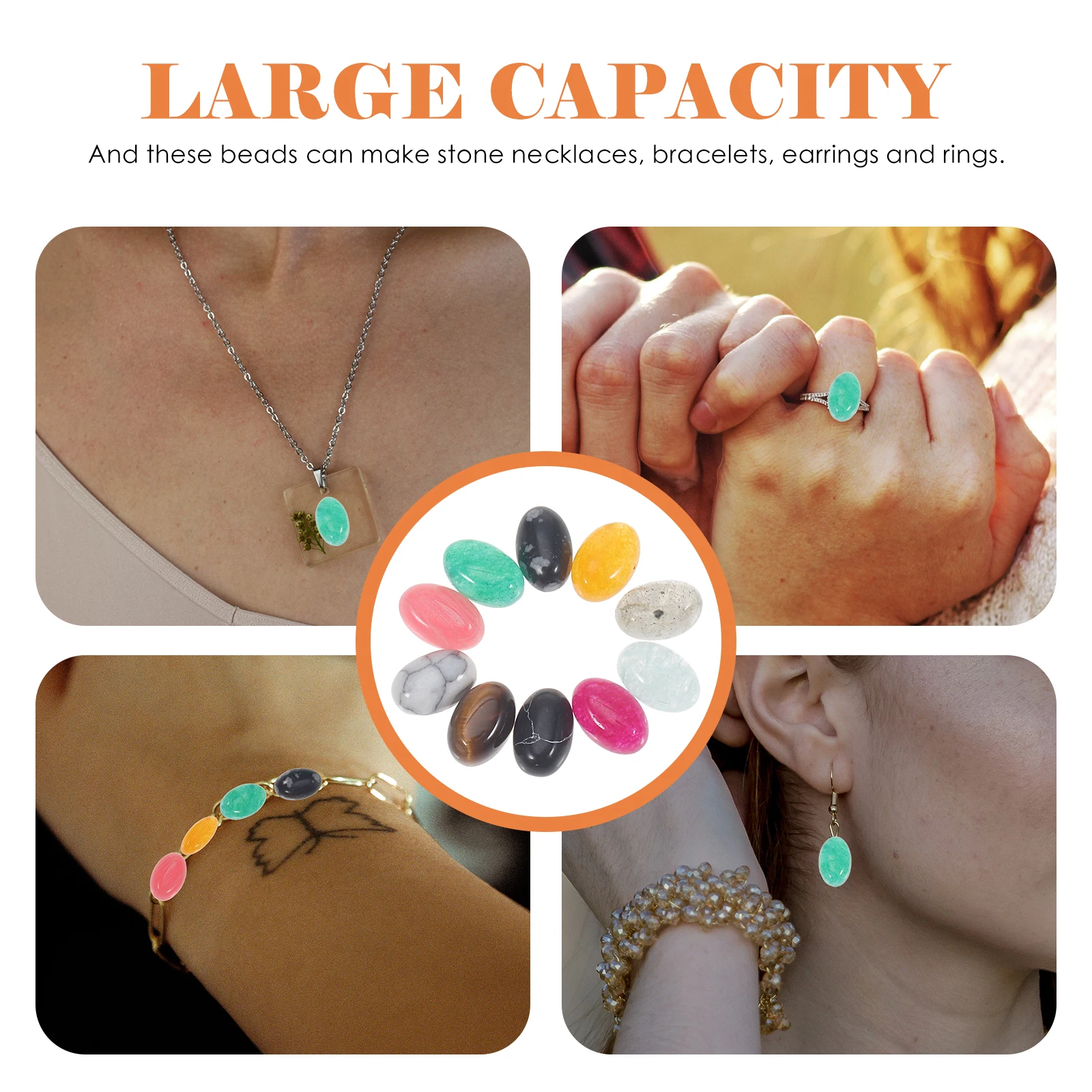 

10pcs Natural Cabochons Stones Half Round Beads For Diy Jewelry Making Materials Flatback Oval Gemstones Decorative Craft Supply