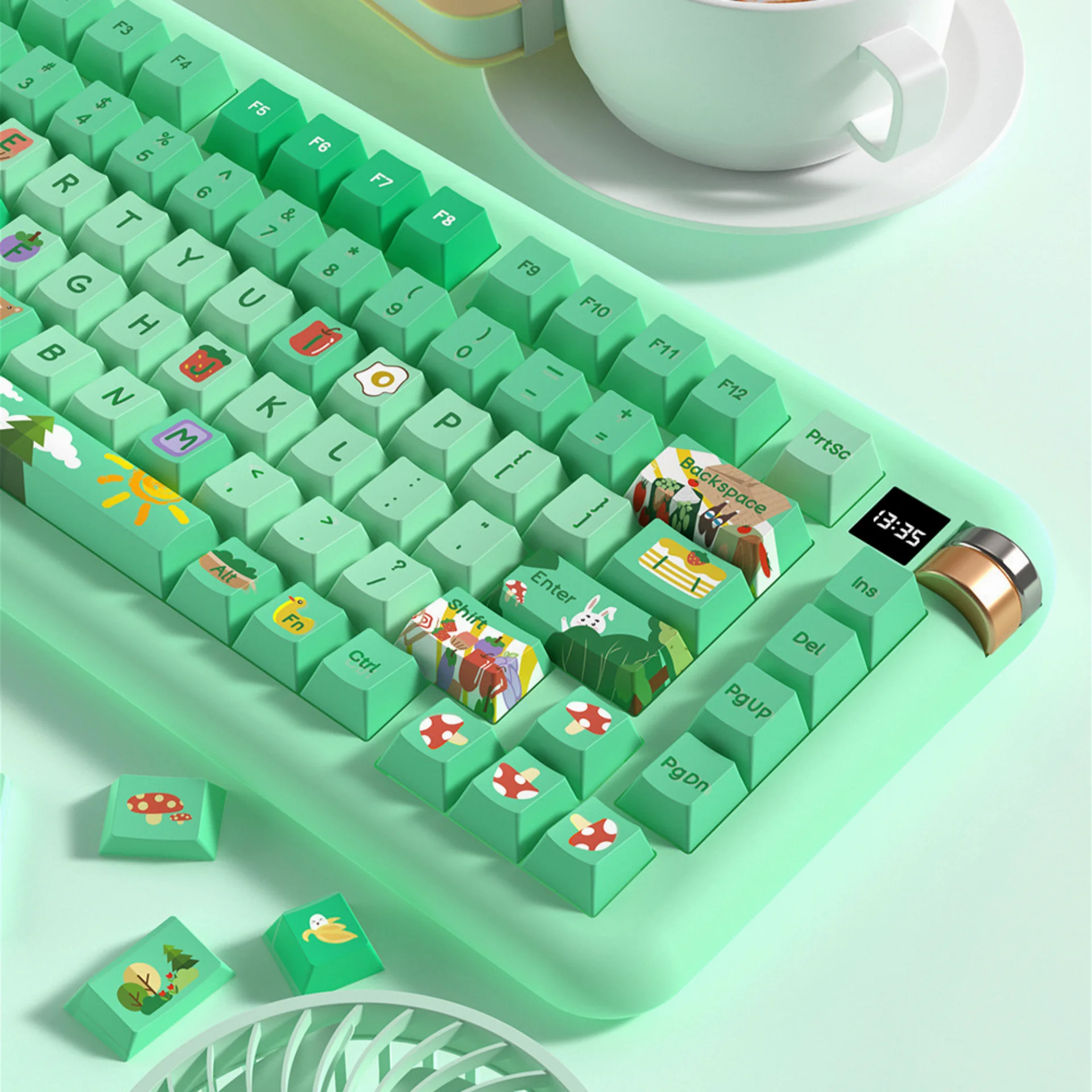 

Mechanical Keyboard Forest Party Cherry Keycaps, Personalized, Customized Pbt, Heat Sublimation, Cute, Creative