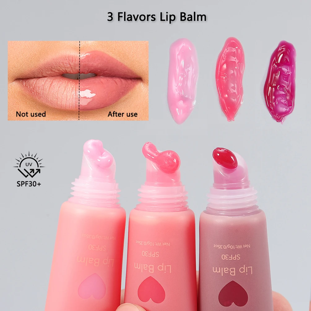 SPF30 Private Label 10g Lip Balm Custom Logo 3Color Moisturizing Scented Tinted Lip Balm Hose Tube Glossy Makeup Wholesale Vegan