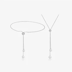 VEWANT Women 925 Sterling Silver Adjustable Silica Stopper Bead Disc Long Necklace Bracelet Luxury Trendy Wedding Fine Jewelry