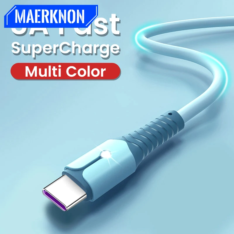 

5A Liquid Silicone Fast Charge Cable Wire for Samsung Huawei Xiaomi Mobile Phone Fast Charging USB Type C Cable Micro USB Cables