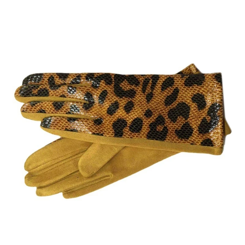 2pack Leopards Decoration Gloves Antiskid Snowboarding Mittens Thickened Gloves for Fall and Winter