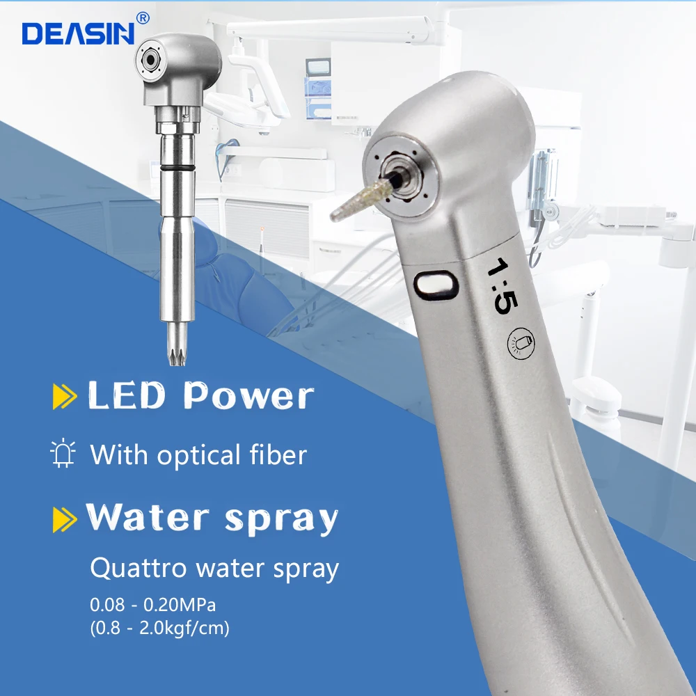 DEASIN Dental 1:5 increasing red ring Fiber optic contra angle handpiece Push Button dental handpiece dentist tools