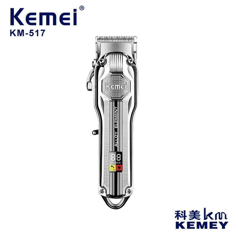 Kemei Electric Clipper Cabelo para Homens, 6 Limit Comb, Display Digital USB, Alta Potência, Especial Alemão, Cabelo KM-517