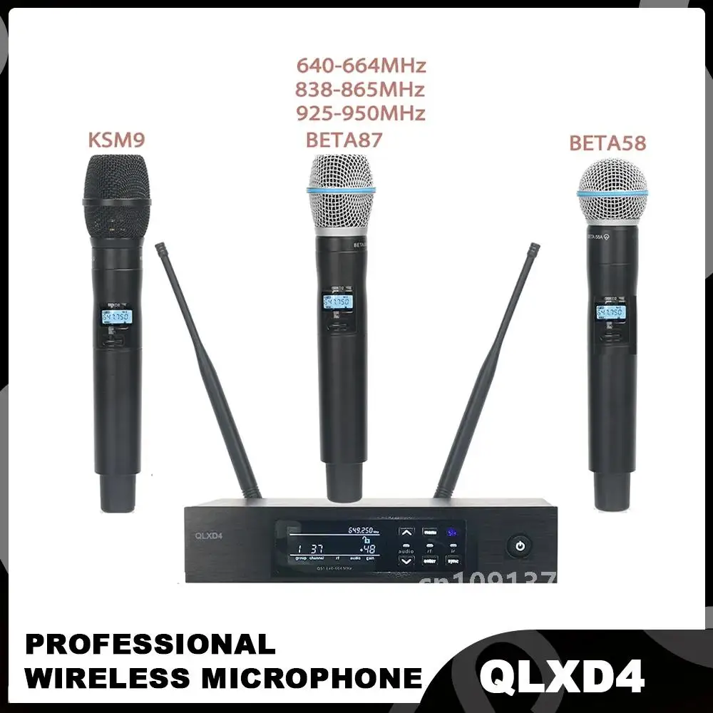 Professional QLXD4 QLXD24 BETA58 KSM9 BETA87 QLXD2 QLX-24D beta 58 digital wireless microphone system mic for stage performance