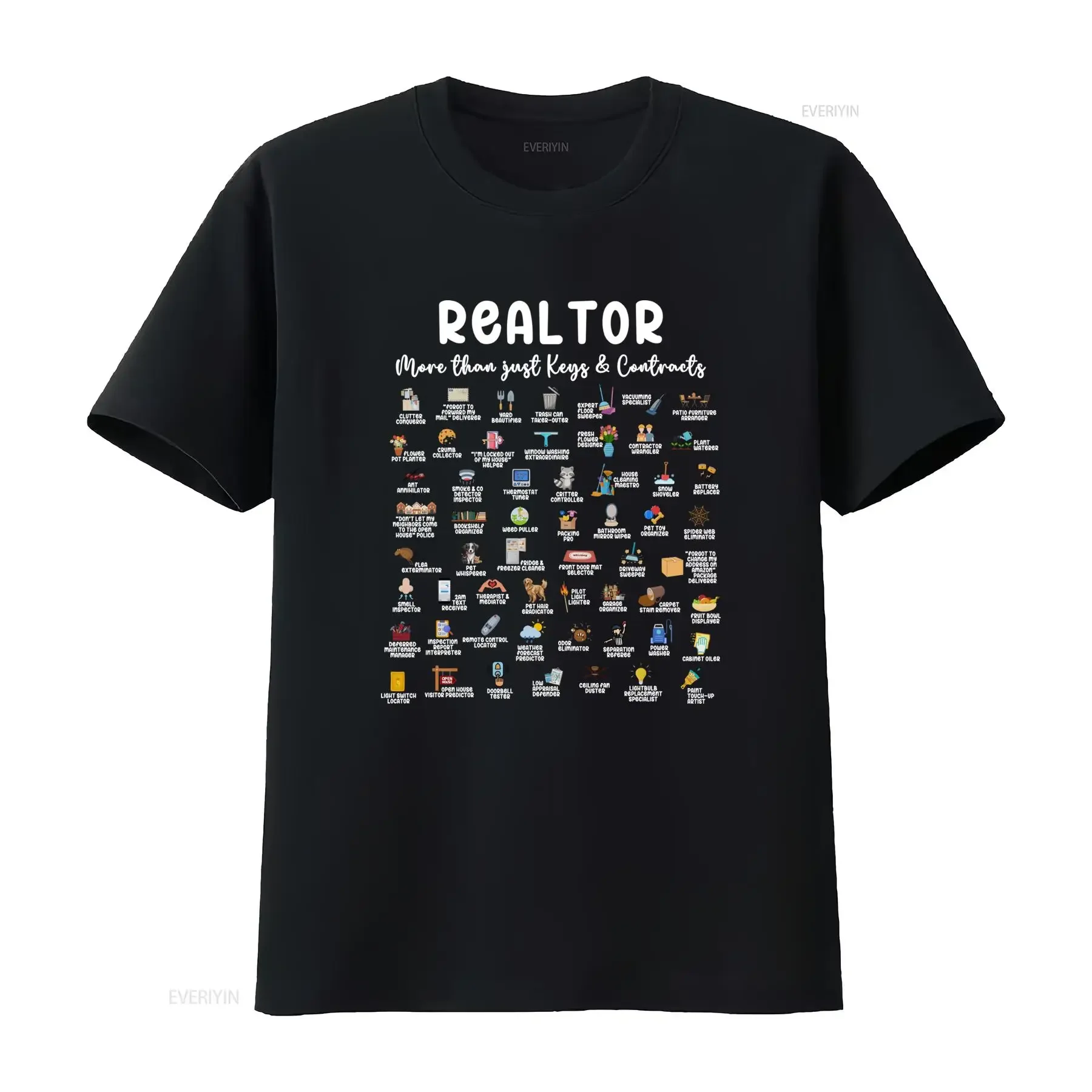 Funny Cartoon Realtor More Than Just Keys And Contracts Print Casual T Shirt vintage Washed Versatile Unisex Soft Comfortable