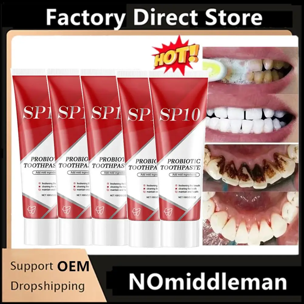 

5Pcs SP-10 Probiotic Toothpaste Whiten Tooth Remove Plaque Stains Teeth Whitener Oral Hygiene Clean Fresh Breath Teeth Care