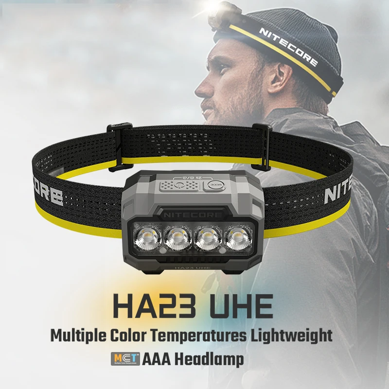 Nitecore HA23 UHE 600 Lumen MCT Outdoor Headlamp Multiple Color Temperatures Lightweight AAA Headlight
