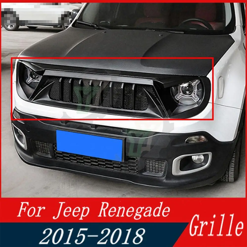 

15 16 17 18 Car Accessory Front Bumper Grille Centre Panel Styling Upper Racing Grill For Jeep Renegade 2015 2016 2017 2018