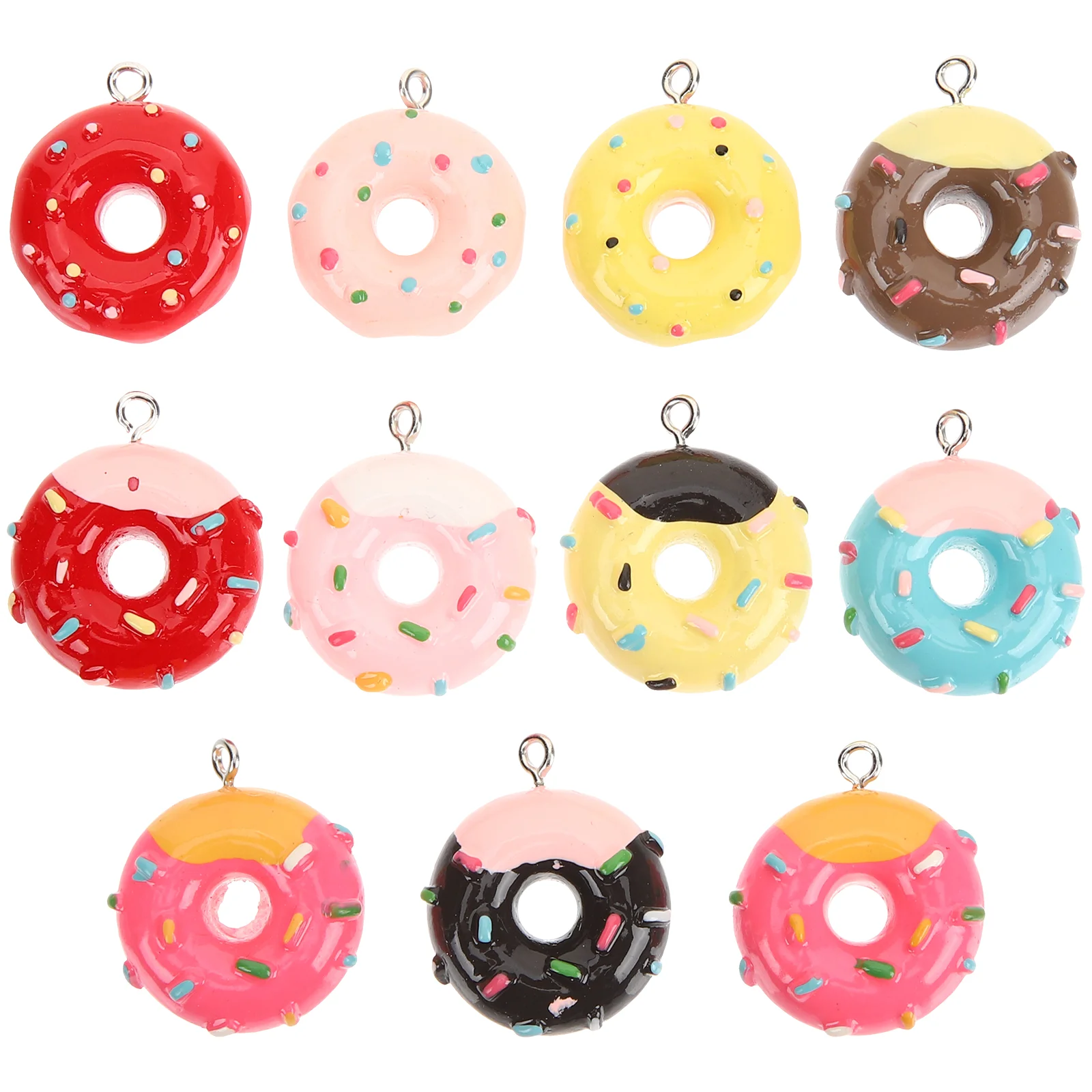 

20 Pcs Key Chain Donut Sweets Charms Pendant Keychain Necklace Candy Resin Jewelry Fob Dessert Earring Earrings