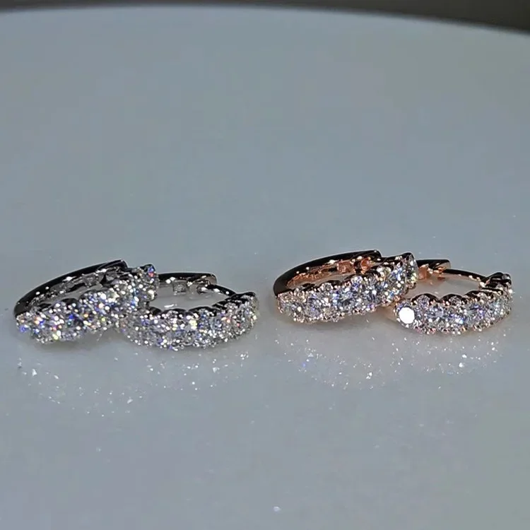 S925 Sterling Silber Ohrringe Luxuriöser Moissanit Halbkreis Diamant Leicht Elegant – Detail 6