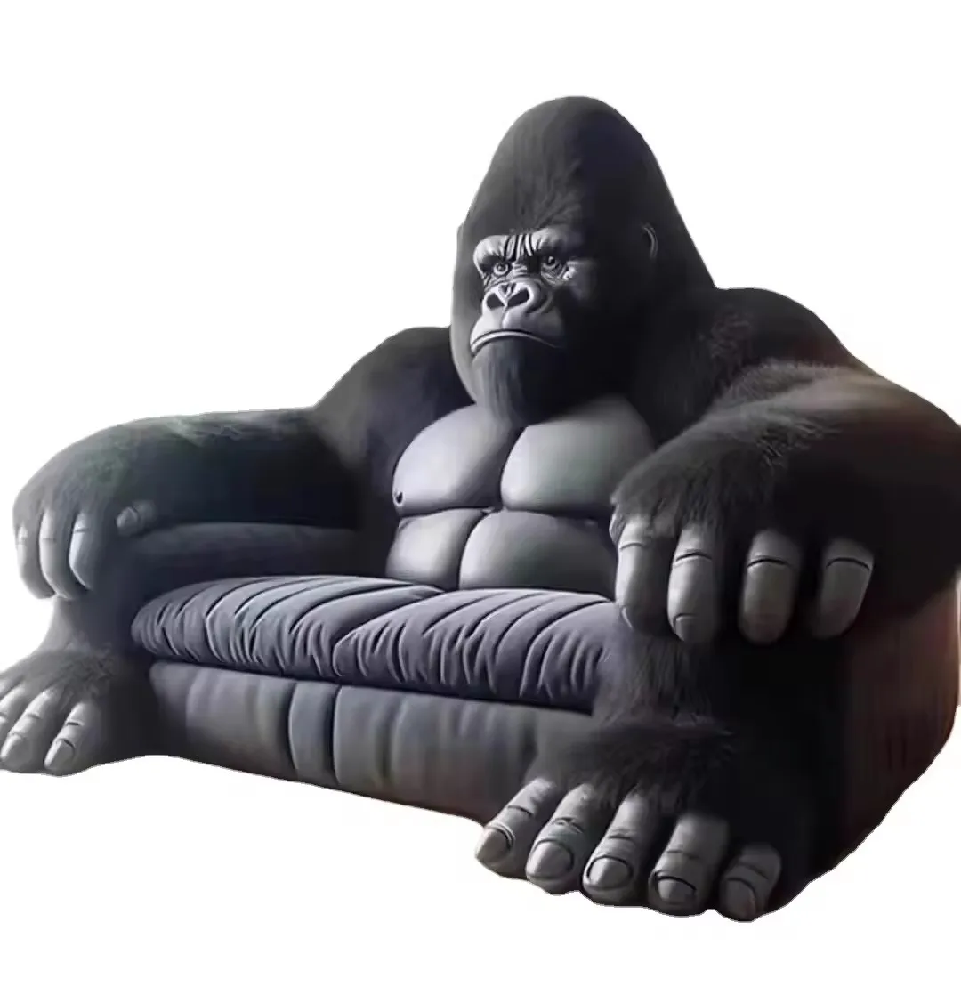 Gorilla King Kong Two-Dimensional Leather Sofa Bed Creative Large Small Apartment Living Room Furniture With Fabric Upholstery