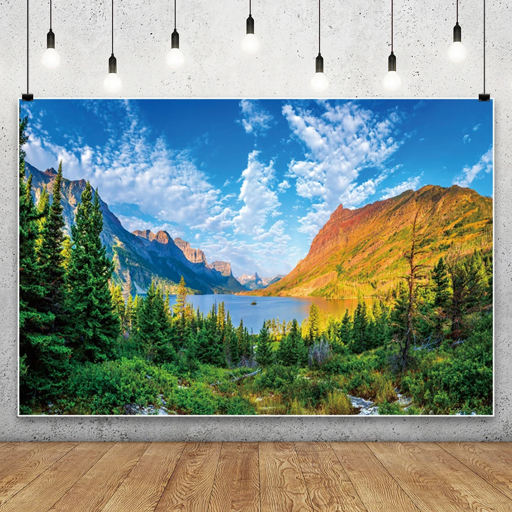 المناظر الطبيعية صورة خلفية الربيع السماء الزرقاء الغيوم البيضاء الجبال الأشجار نهر المناظر الطبيعية الخلابة التصوير خلفية استوديو الصور