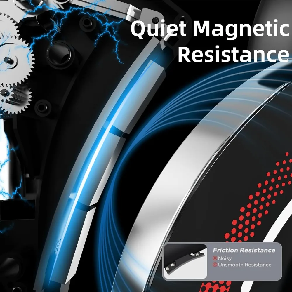 دراجة ركوب الدراجات المغناطيسية الثابتة - دراجة تمرين داخلية منخفضة الضوضاء لصالة الألعاب الرياضية المنزلية، تصميم أبيض ذكي