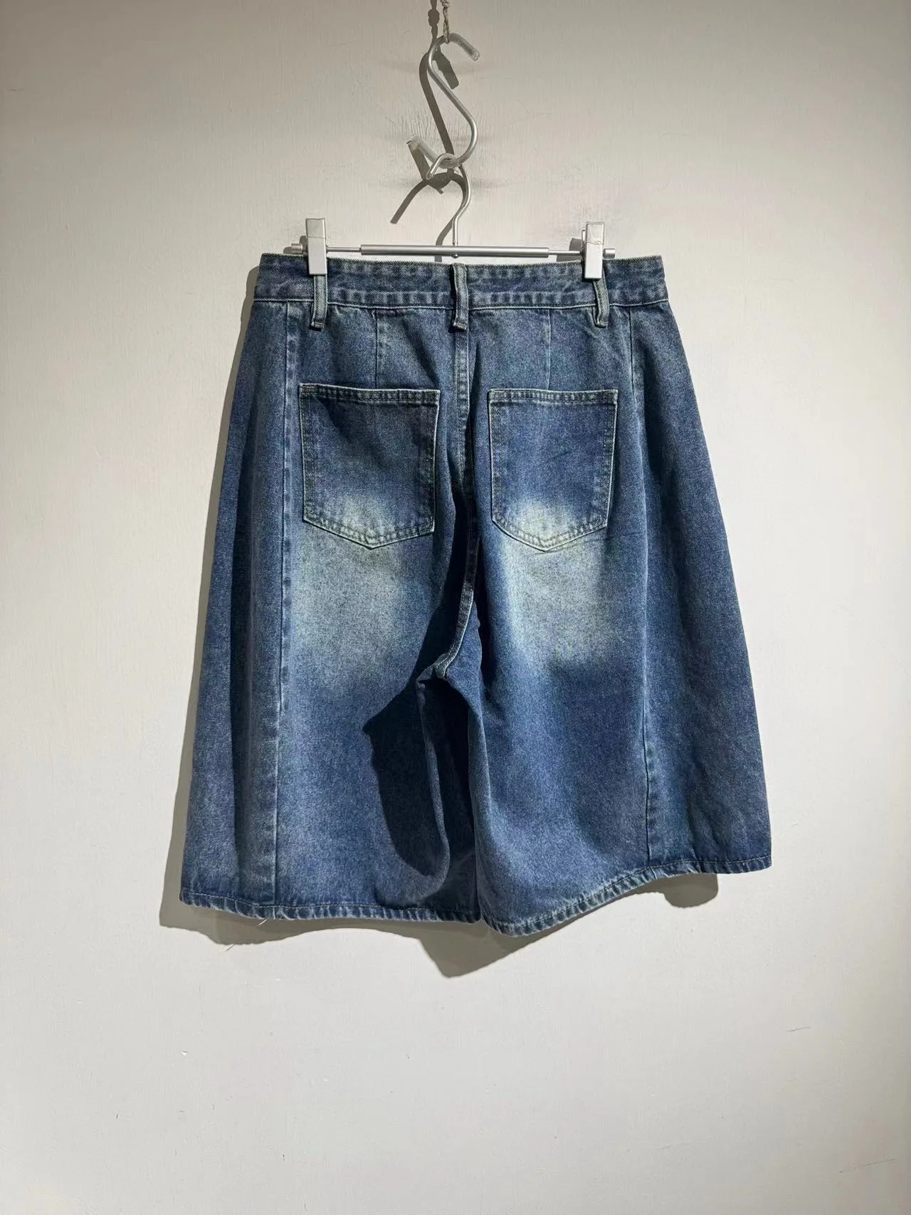 Celana Pendek Denim Longgar Y2K Retro 25ss, Jeans Kaki Lebar, Celana Pendek Denim Dapat Dicuci untuk Pria dan Wanita Hombre Rompa