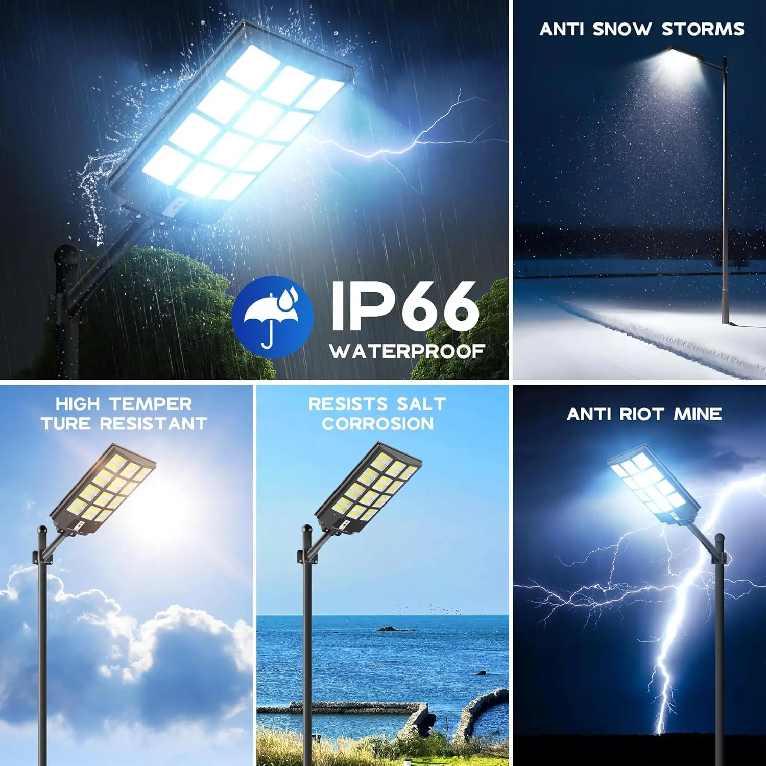 8000W Solar Street Light with Motion Sensor, IP66 Waterproof Outdoor Security Lighting for Parking Yard Driveway
