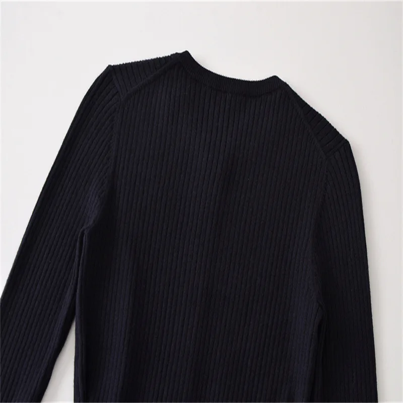 NINE ZAR Women's Knitted Cardigan round Neck Ribbed Waist Belted Jacket Top 8851101 Long Sleeve Buttoned Striped Pattern