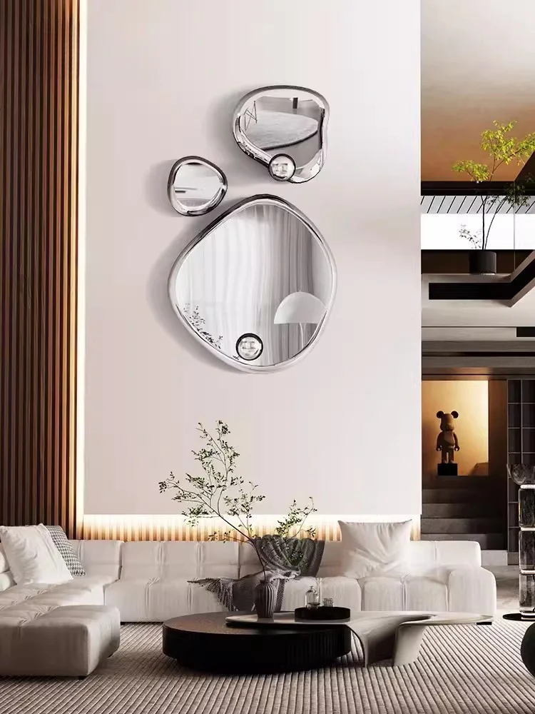 Shaped stone stainless steel living room background three-dimensional wall decoration Hotel club villa creative wall decoration