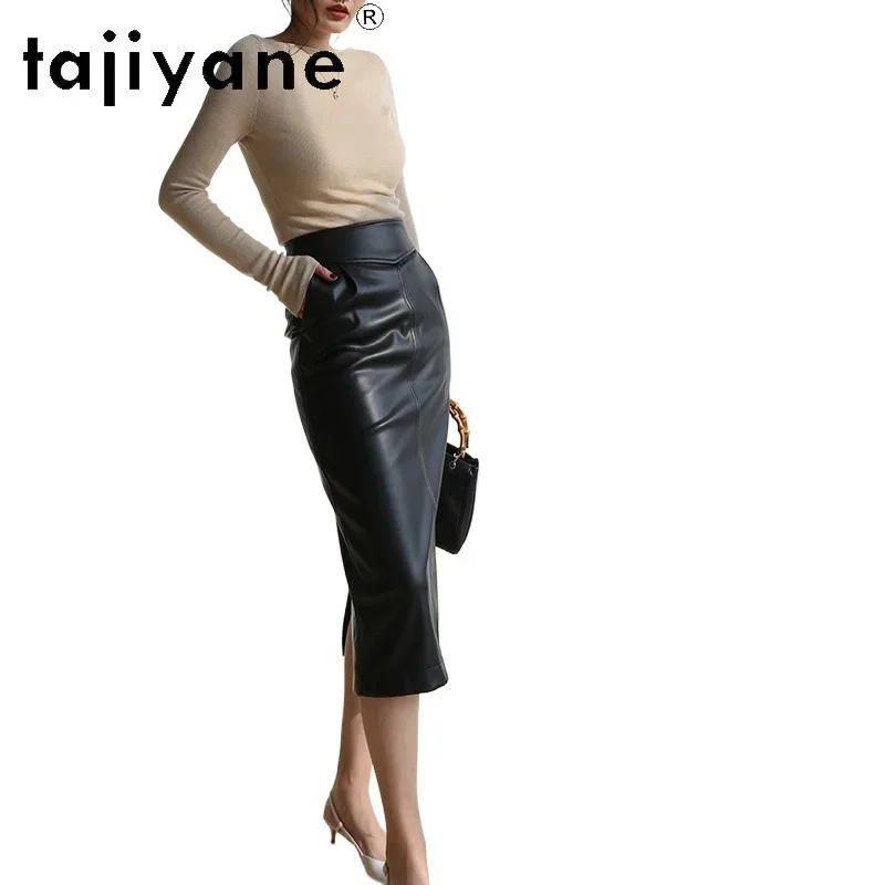 TAJIYANE 100% Real Sheepskin Women Skirts 2024 New Arrivals Genuine Leather Skirt Winter Womans Clothing Fashion Long Skirt юбка