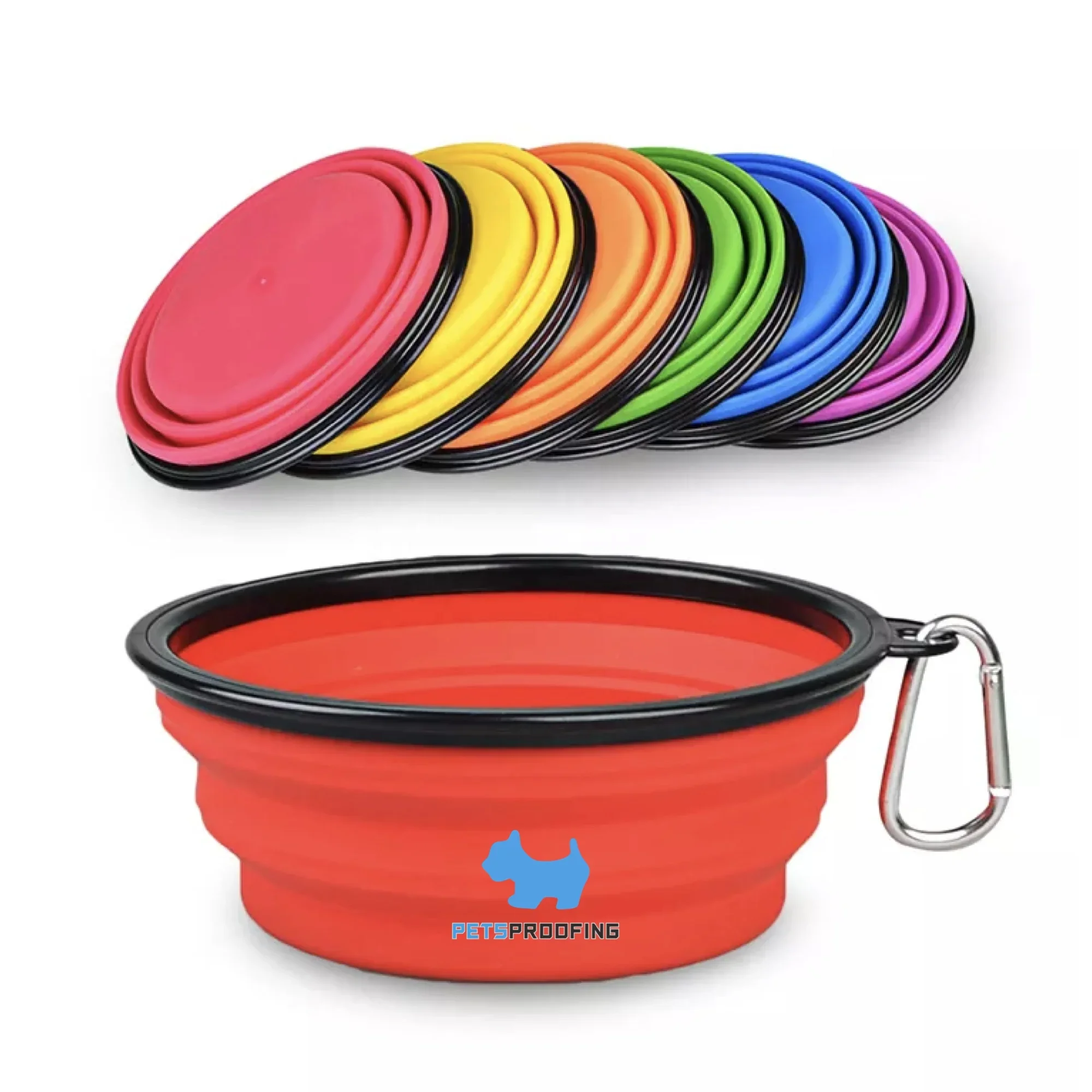 Petsproofing Foldable Collapsible Silicone Portable Personalized Pet Dog Cat Water Food Bowl Bowls Feeder For Cats Dogs