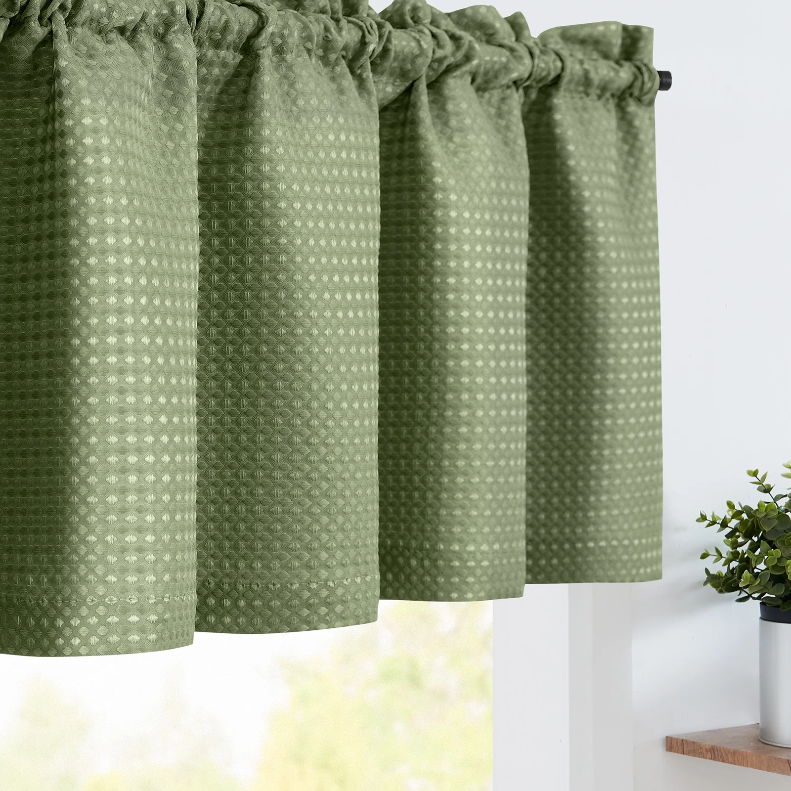 JINCHAN 60*18 Inch Valance Curtains Kitchen Waffle Weave Valance For Living Room Bathroom Light Filtering Window Short Curtains