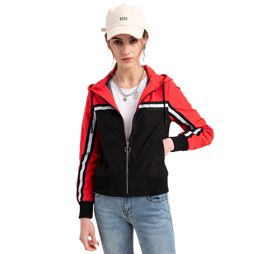 2024 new spring and autumn color outdoor casual windbreaker women loose windproof coat hooded long sleeve basic waterproof coat