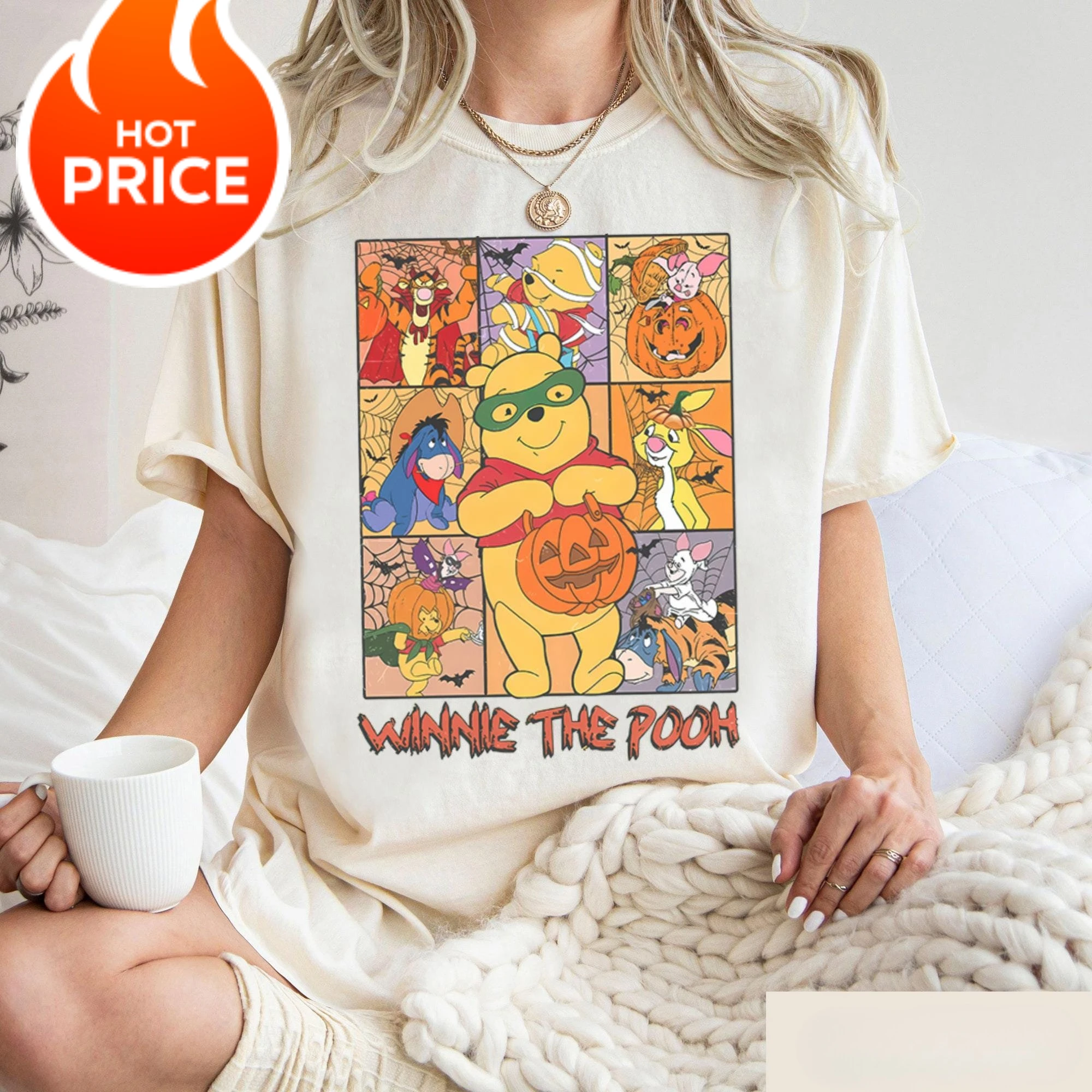 

Disney Пух и друзья Тыква Хэллоуин Рубашка Тигр Пятачок Иа Скелет Футболка Винни Пух Хэллоуин Футболка