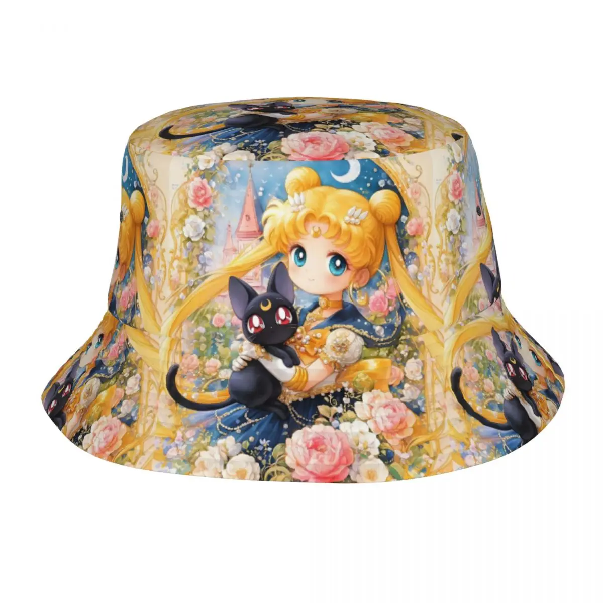 Benutzerdefinierter S-Sailors M-Moons Cartoon-Eimerhut für Damen und Herren, Unisex, trendiger Cartoon-Sommer-Fischerhut