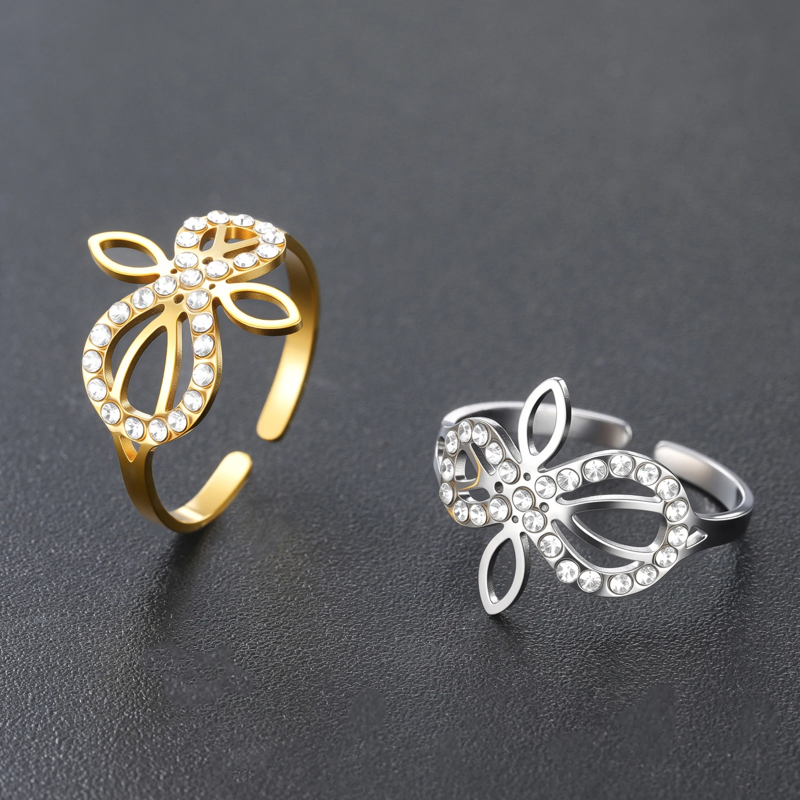 1pc Infinity With Zircon Open Ring Stainless Steel Celtics Knot Charm Amulet Middle Finger Rings Jewelry Accessories