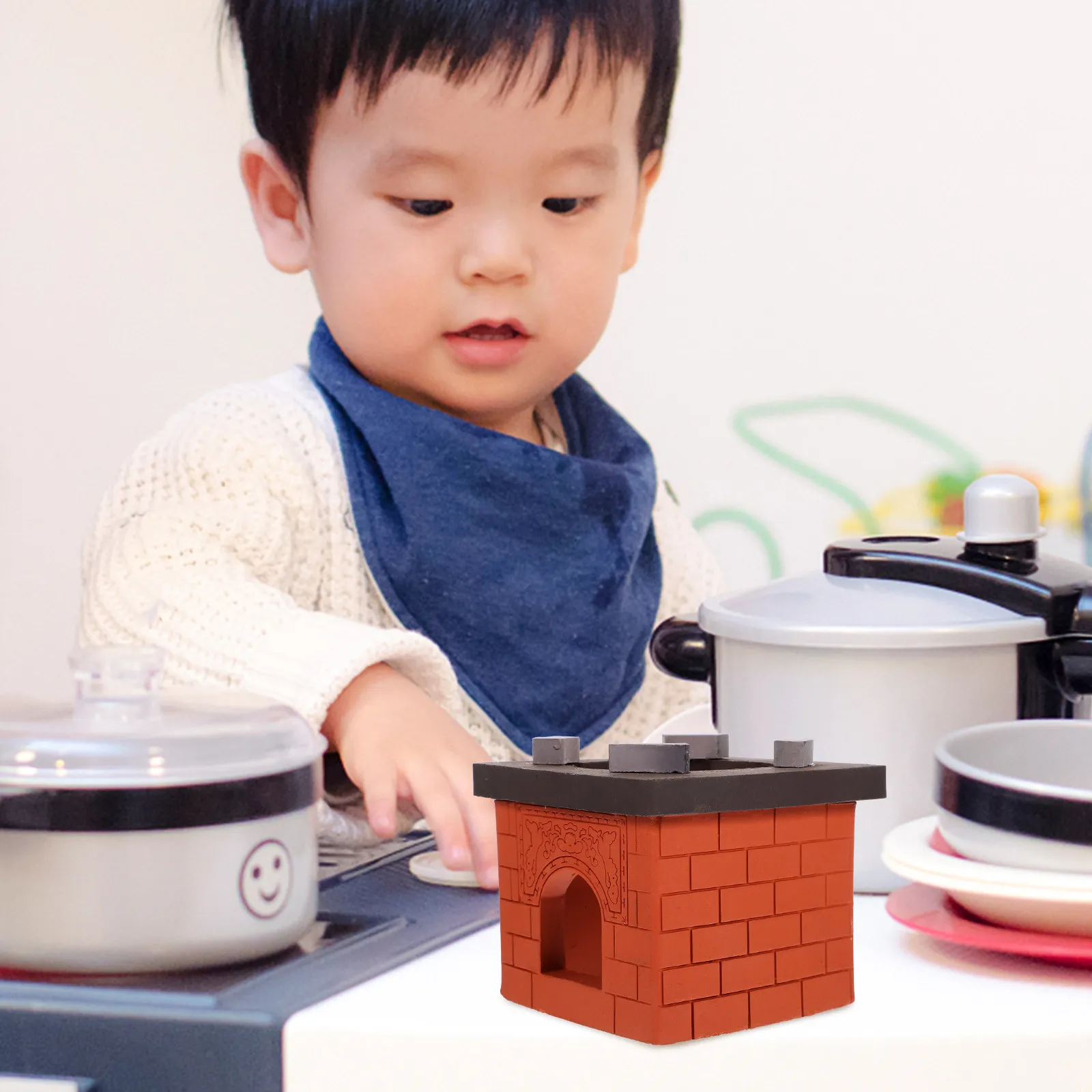 

Mini Ceramic Cooking Bench Simulation Stove Kitchen Ornament Realistic Pretend Play Small Furniture Decor for DIY Landscape