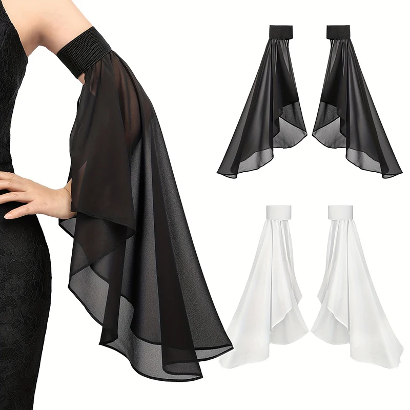 1 paio di maniche monostrato con protezione solare, allacciate in chiffon sottile, elastiche e traspiranti, maniche svasate staccabili da passerella