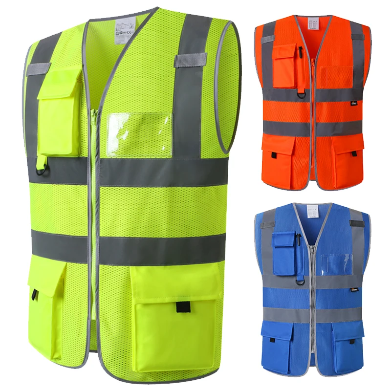 High Visibility Vest Mesh Safety Vest for Construction Engineer Security Work Vest with Pockets