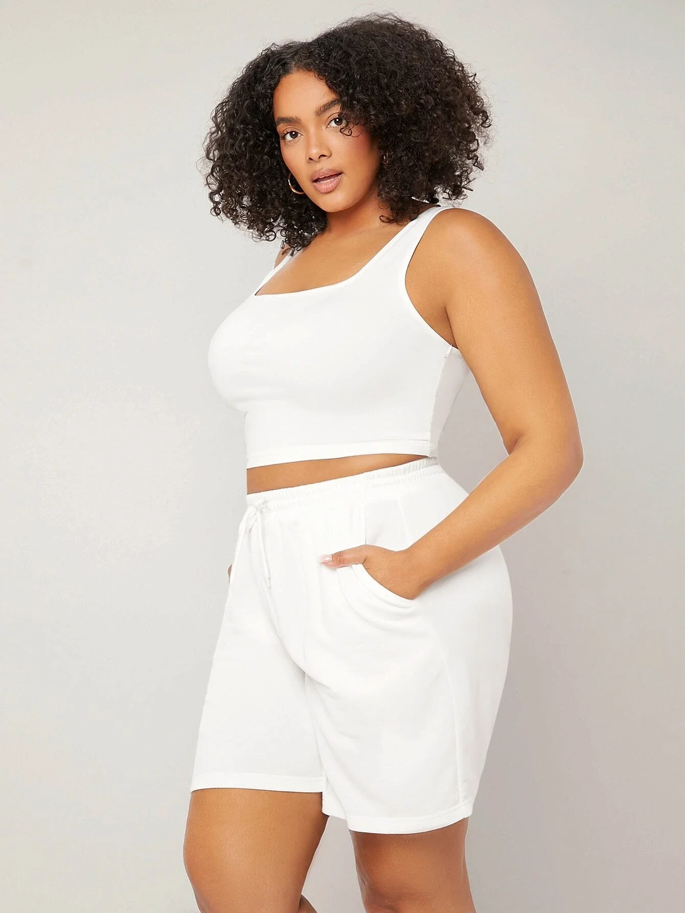 

Plus Size Women Solid Crop Tank Top Summer Casual Sleeveless