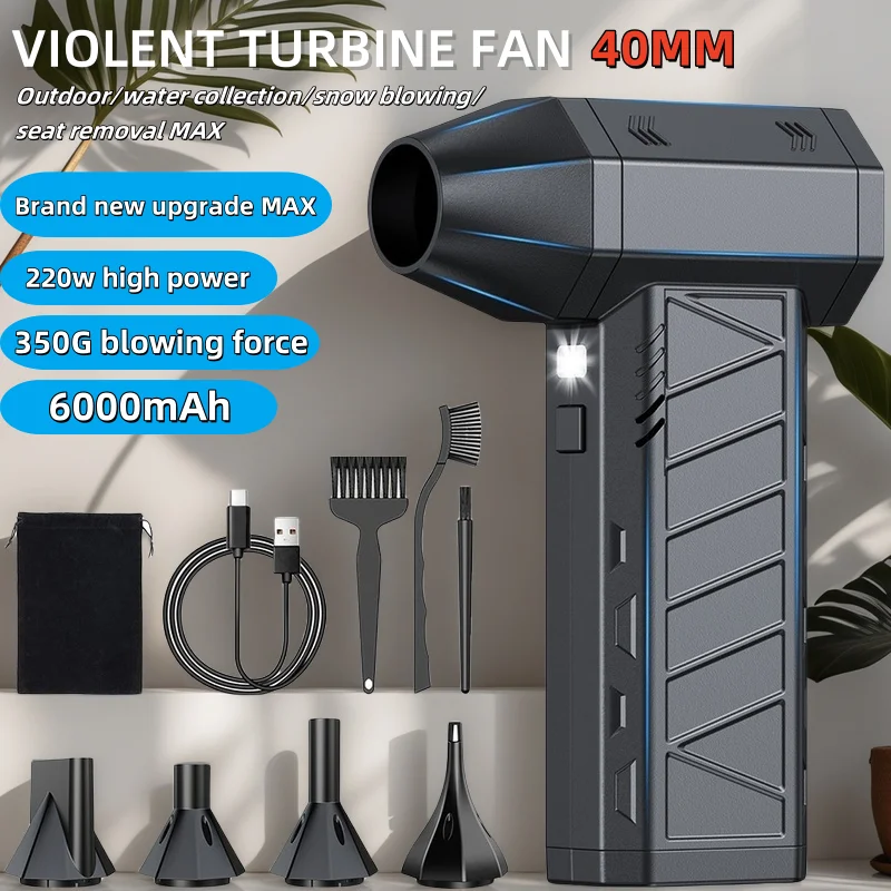 400000RPM Turbo Jet Blower Blowing/Suction Turbo Fan Car Vacuum Cleaner Compressed Air Duster Computer/Keyboard Cleaning Jet Gun