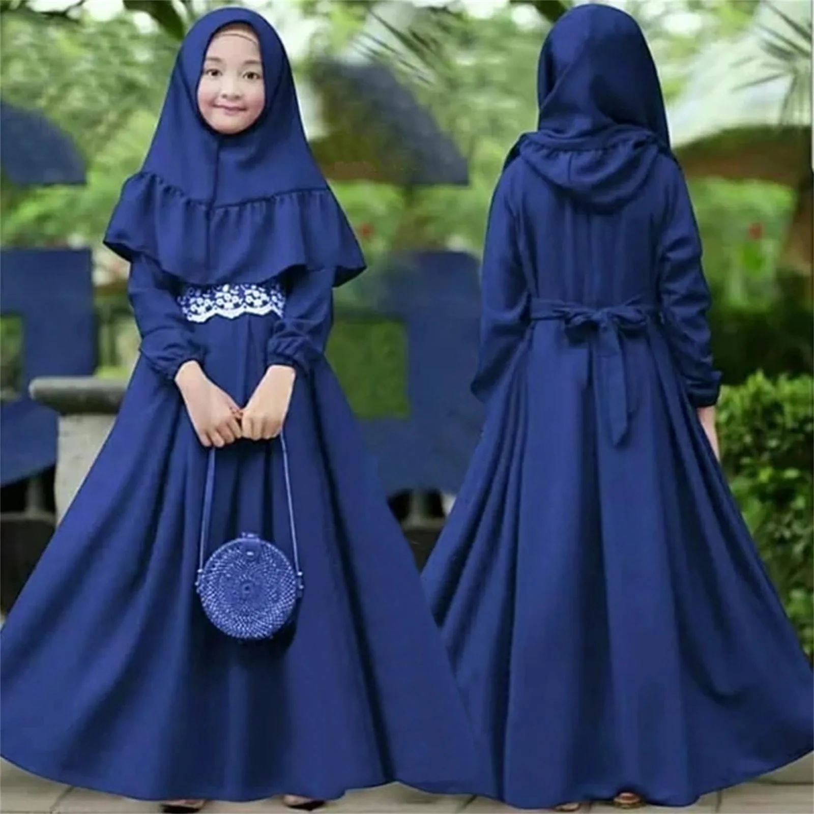 Dresses For Girl Teens Muslim Baby Girls' Ramadan Abaya With Hijab Full Length Robe Burka Maxi Little Kid فساتين حفلات الفتيات