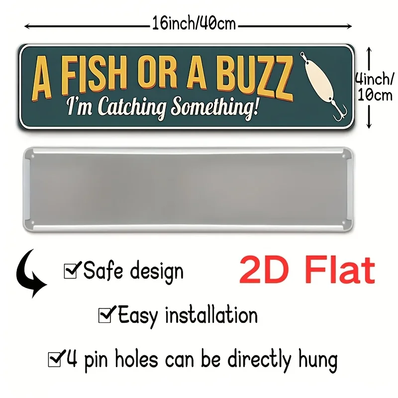 4pcs Vintage Fishing Sayings Metal Signs -  Heavy-Duty Rustic Farmhouse, Cabin, for Man Cave, Garage, or Outdoor Decoration