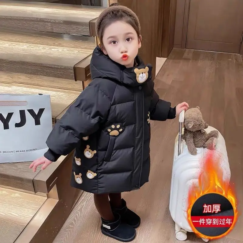 أطفال معطف الشتاء الفتيات القطن مبطن السترات سميكة الدافئة مقاوم للماء لامعة مقنعين معاطف الأطفال ملابس خارجية سترة في سن المراهقة