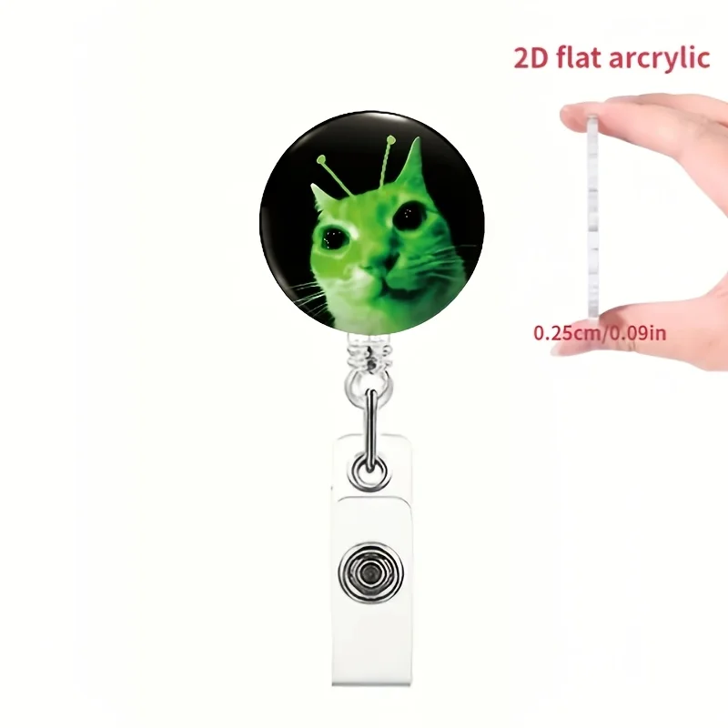 1 قطعة بكرة شارة قابلة للسحب على شكل قطة لطيفة مع مشبك معدني، 360 درجة °   خطاف دوار للممرضات/المكتب/الشركات/المناسبات/عامل المكاتب