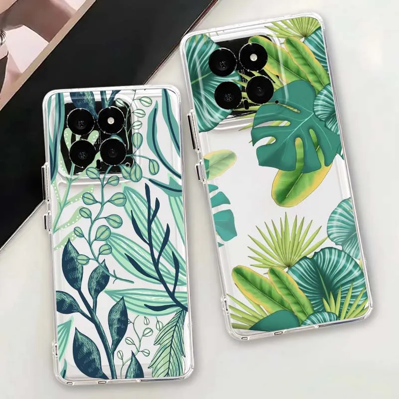 

Beautiful leaves flower For Xiaomi 15 14 13 12 12S 12X 12T 11 11T Pro Lite TPU Transparent Phone Case