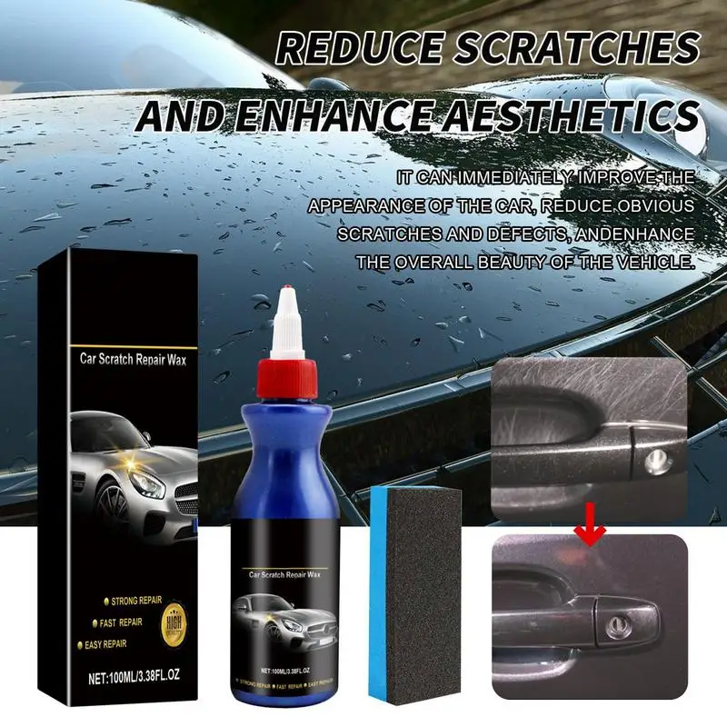 Scratch Repair Wax For Car Polishing Car Wax Scratch Repair Agent With Sponge 100ml Advanced Paint Protection Effective Solution