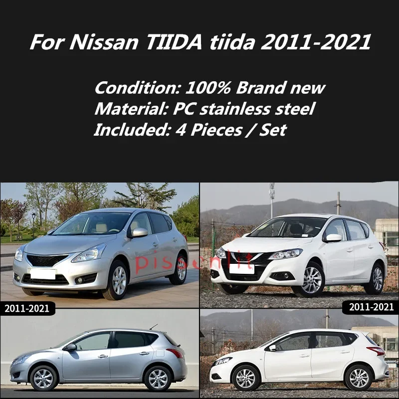 For Nissan TIIDA Tiida 2011-2021 Accessories Window Visors Weathershields Wind Rain Guards Outer Trim Chrome Awnings Shelters