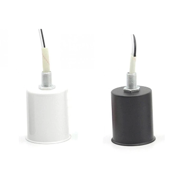 

2025 Trend2pcs E27 Screw Base Round Led Light Bulb Lamp Socket Holder Adapter Metal Lamp Holder With Wire - White & Blac
