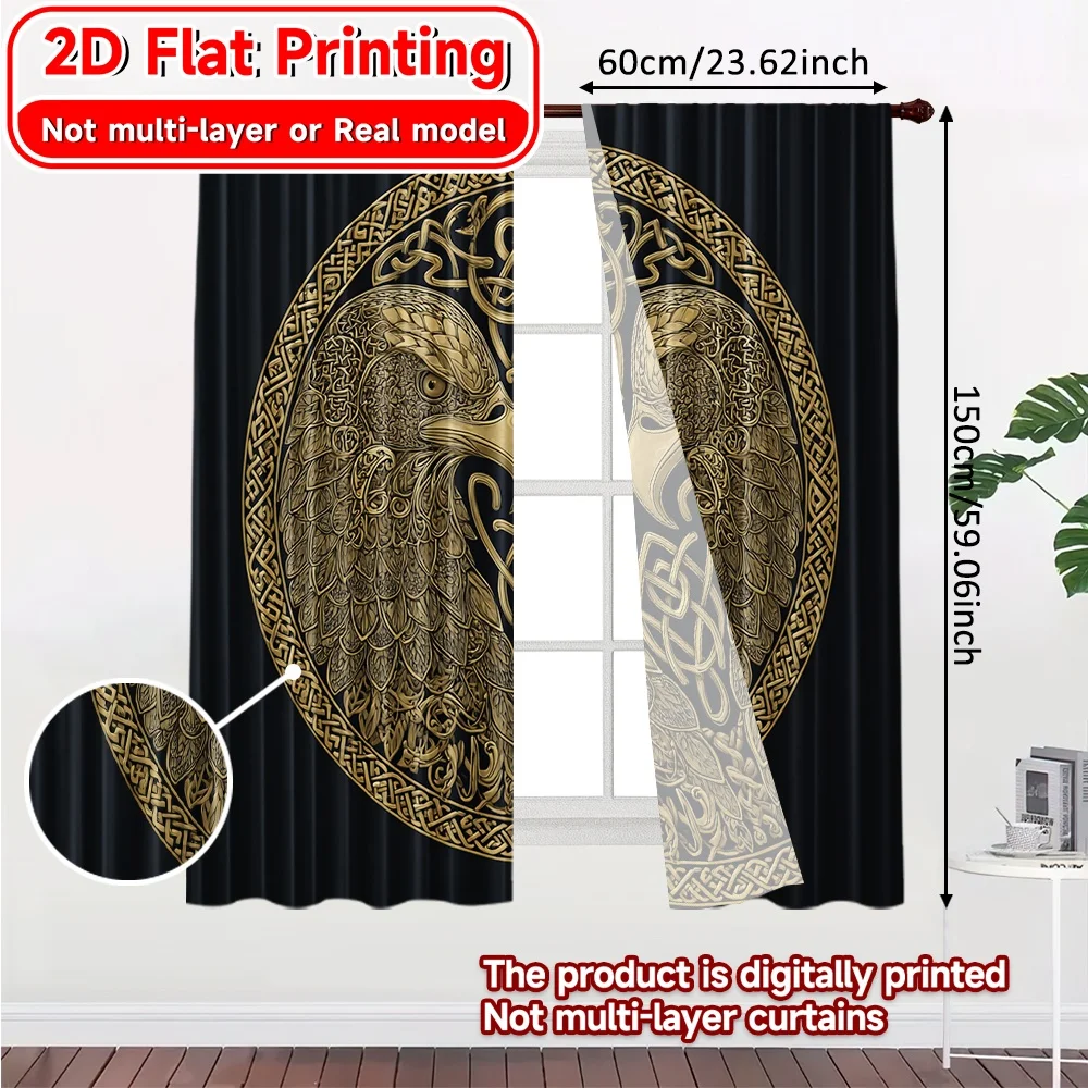 2D Flat Printing,2pcs Celtic Serpents Modern Light Filtering Curtains Semi-Sheer Curtains Decorations For Home Use for Study,