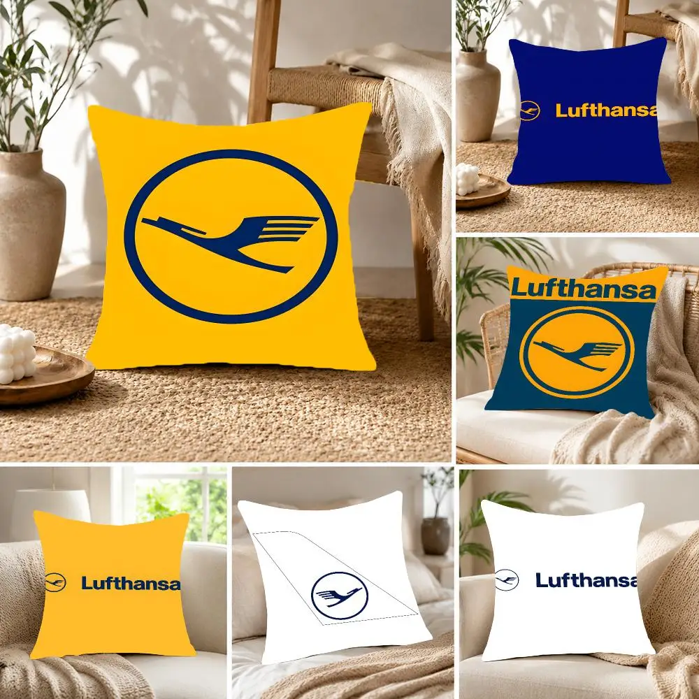 Airline Travel Lufthansa Cushion Cover Fluffy velvet Nordic style plush Living room sofa decorative