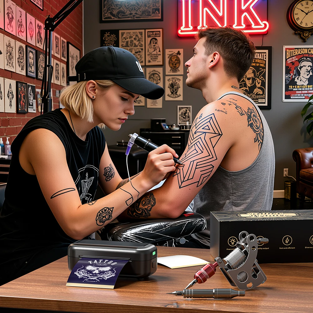 

Портативный беспроводной Bluetooth-принтер для татуировки TP31, 80 мм, термопринтер для художников, работает с телефоном и планшетом